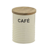 Pote para Café de Metal com Tampa de Madeira 14cm - Ela Decora